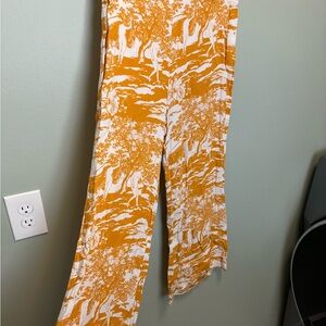 Reformation Clare Pants Orange and White Wide Leg Cropped Pants